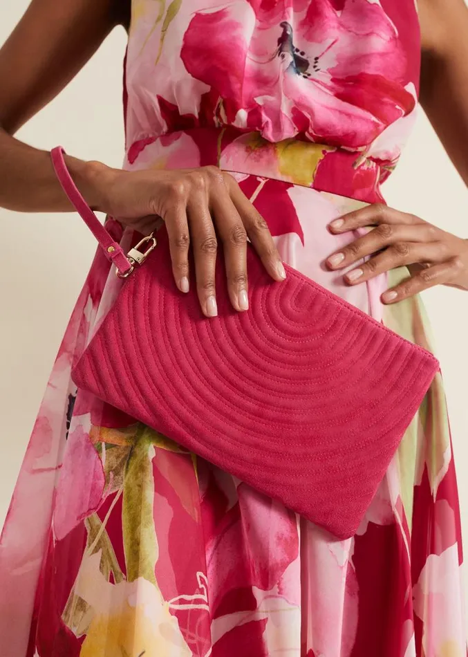 Stitch Detail Clutch Bag Pink Women Phase Eight Bags and Clutches