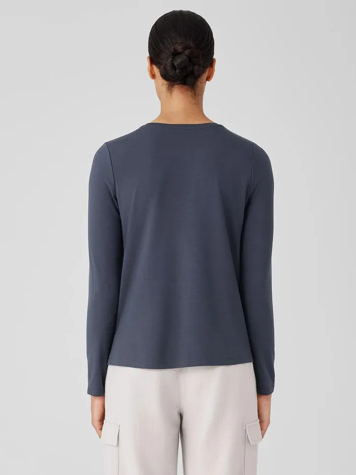 Stretch Jersey Knit Crew Neck Top Ocean Women Eileen Fisher Tops and Tees