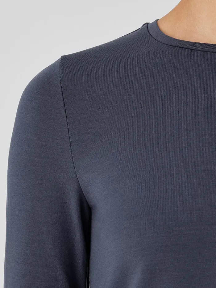 Stretch Jersey Knit Crew Neck Top Ocean Women Eileen Fisher Tops and Tees