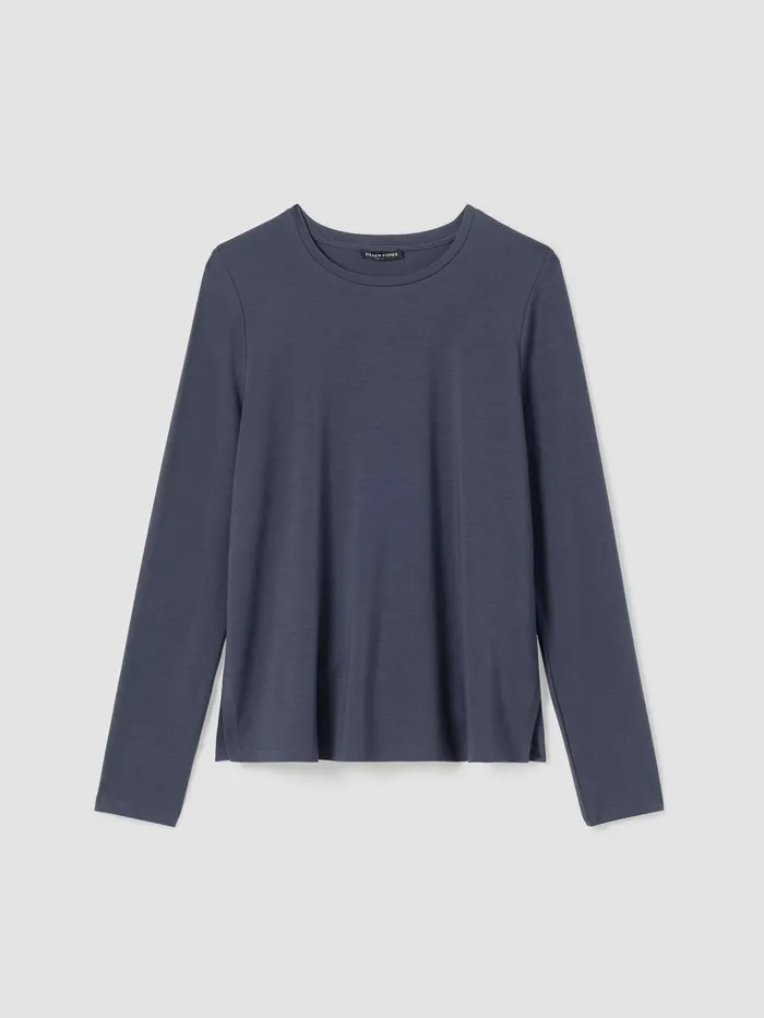 Stretch Jersey Knit Crew Neck Top Ocean Women Eileen Fisher Tops and Tees