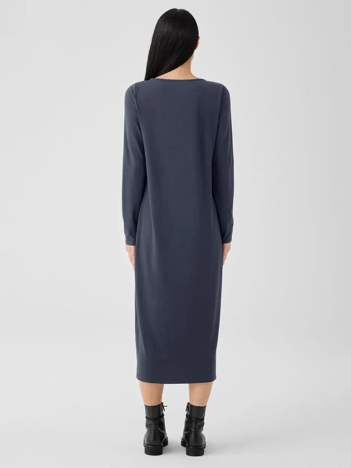 Stretch Jersey Knit Jewel Neck Dress Ocean Women Eileen Fisher Dresses and Skirts