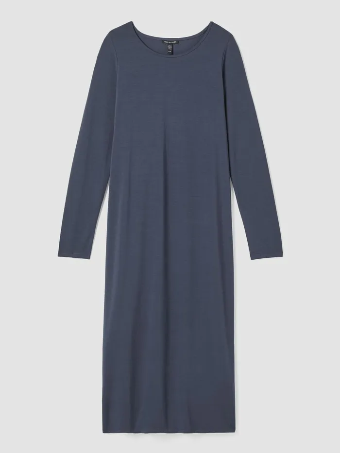 Stretch Jersey Knit Jewel Neck Dress Ocean Women Eileen Fisher Dresses and Skirts