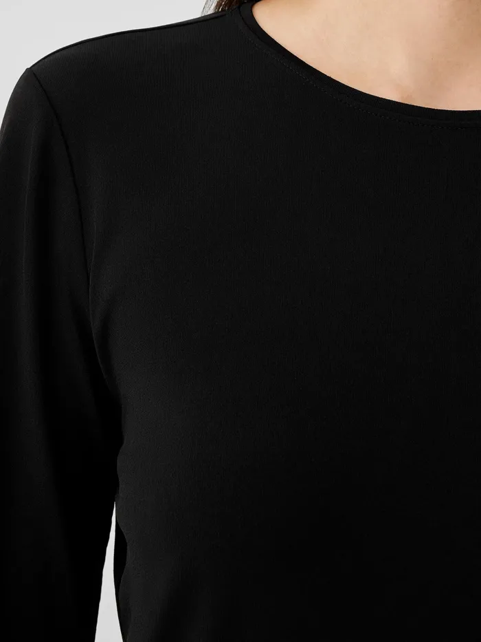 Stretch Silk Jersey Crew Neck Top Black Women Eileen Fisher Tops and Tees