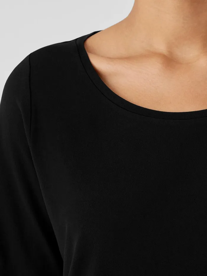 Stretch Silk Jersey Scoop Neck Top Black Women Eileen Fisher Tops and Tees