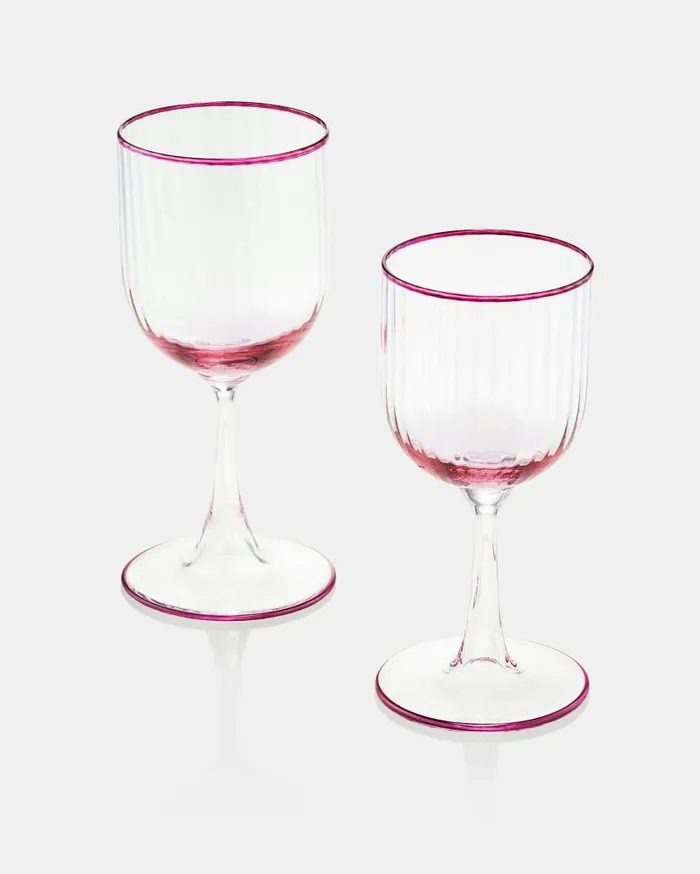 Striped Red Wine Glass Pink Women Aquazzura Glassware Striped Red Wine Glass Pink Women Aquazzura Glassware
