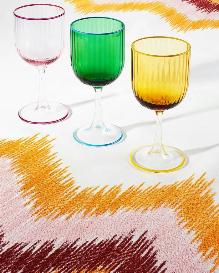 Striped Red Wine Glass Pink Women Aquazzura Glassware Striped Red Wine Glass Pink Women Aquazzura Glassware