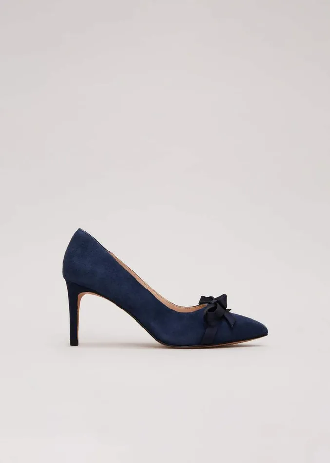 Suede Bow Front Court Shoe Navy Women Phase Eight Occasion Shoes