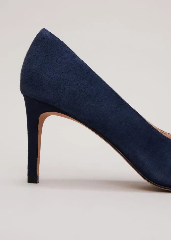 Suede Bow Front Court Shoe Navy Women Phase Eight Occasion Shoes