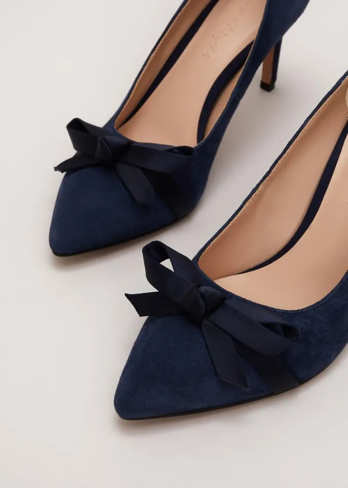 Suede Bow Front Court Shoe Navy Women Phase Eight Occasion Shoes