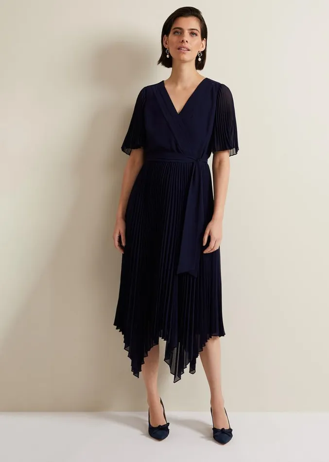 Suede Bow Front Court Shoe Navy Women Phase Eight Occasion Shoes