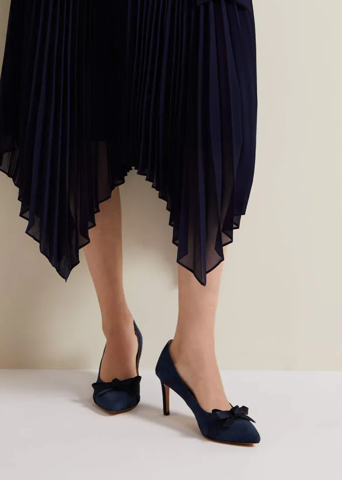Suede Bow Front Court Shoe Navy Women Phase Eight Occasion Shoes