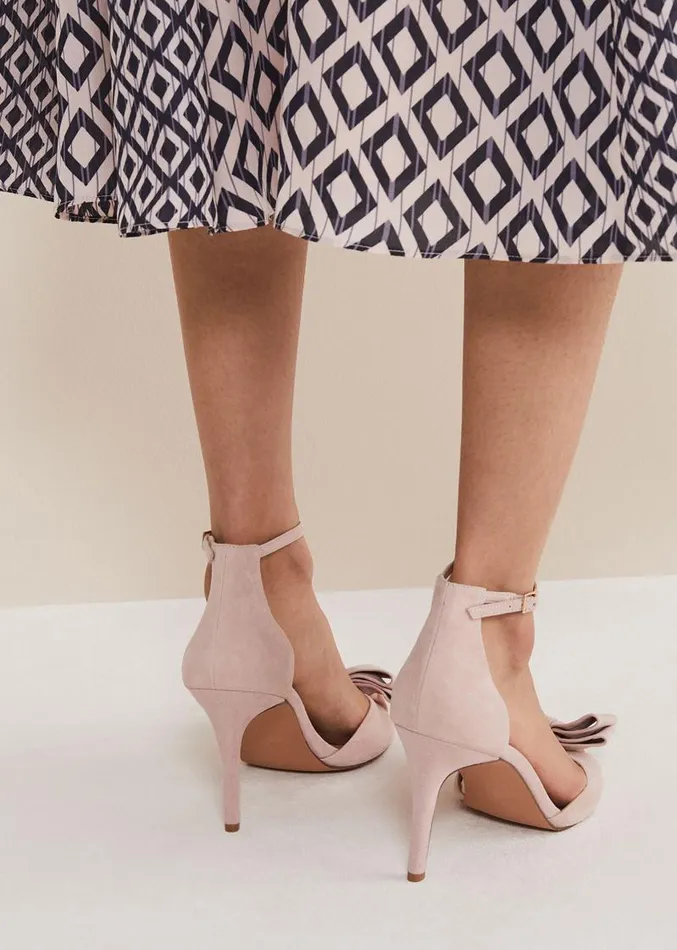 Suede Bow Front Heels Antique Rose Women Phase Eight Occasion Shoes