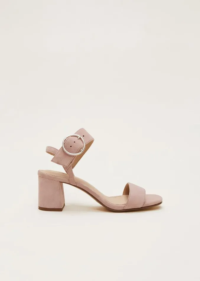 Suede Buckle Heeled Sandals Antique Rose Women Phase Eight Sandals