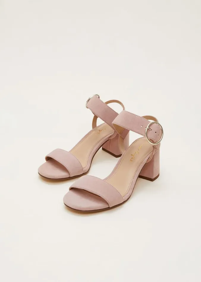 Suede Buckle Heeled Sandals Antique Rose Women Phase Eight Sandals
