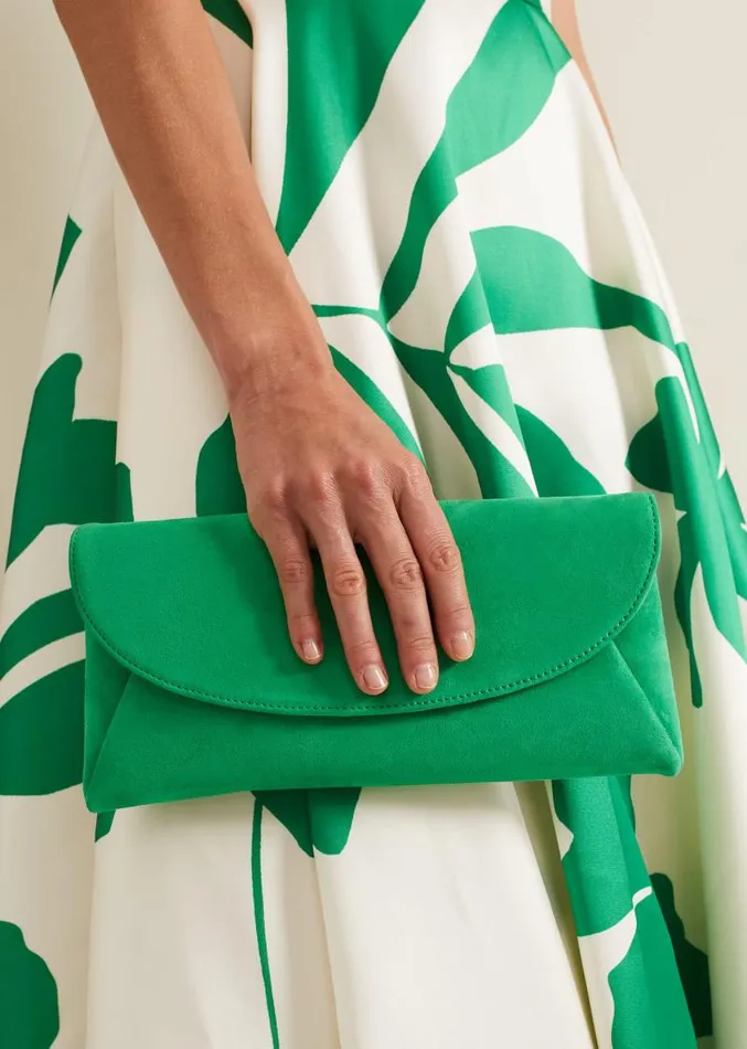 Suede Clutch Bag Bright Green Women Phase Eight Bags and Clutches