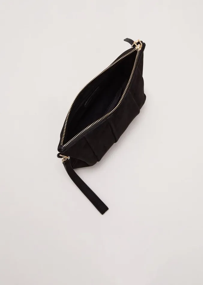 Suede Pleated Clutch Bag Black Women Phase Eight Bags and Clutches
