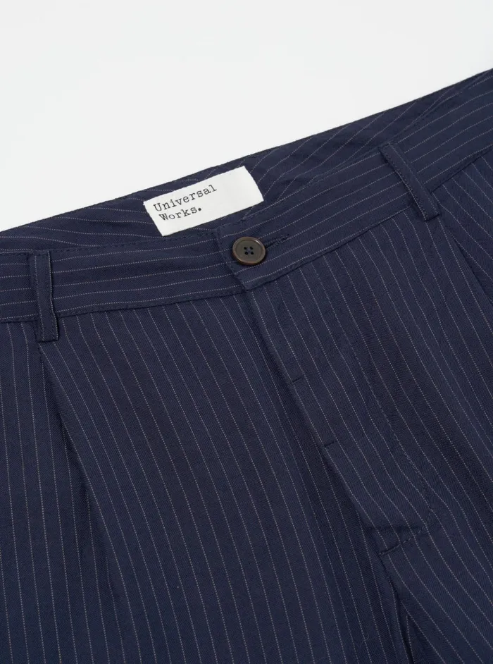 Suiting Men Universal Works Universal Works Duke Pant In Navy Cotton Pinstripe