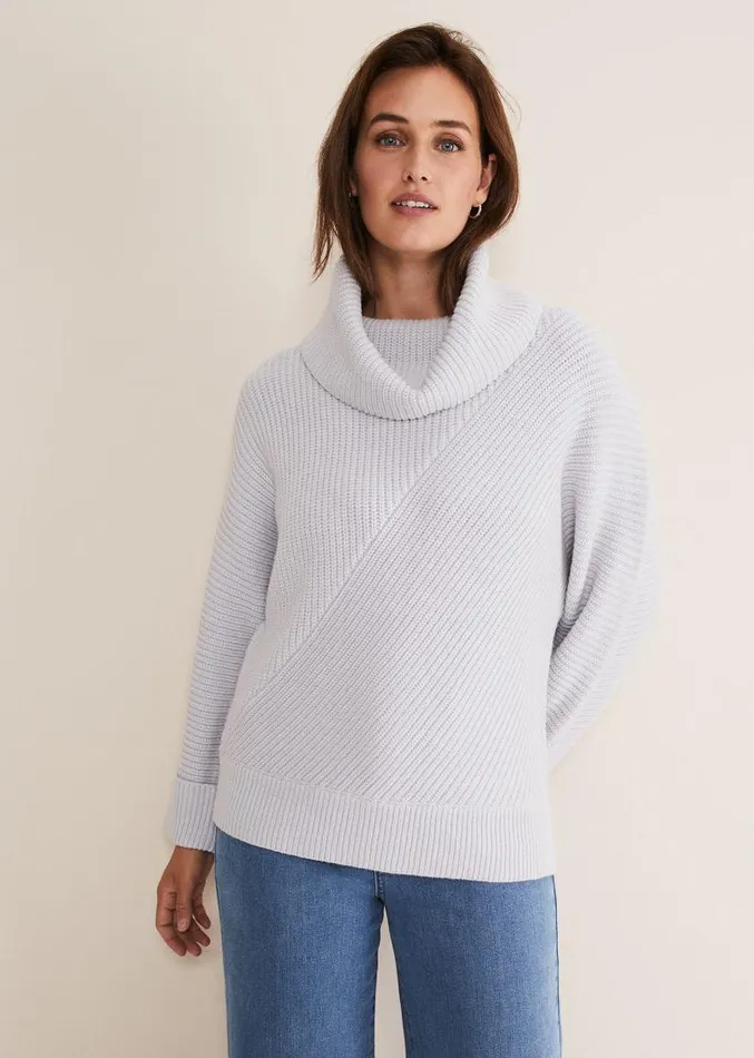 Suri Cowl Neck Knit Jumper Ice Blue Women Phase Eight Knitwear