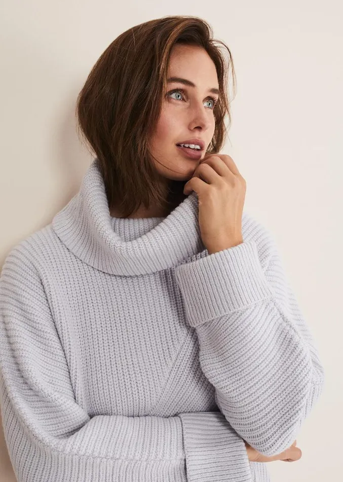 Suri Cowl Neck Knit Jumper Ice Blue Women Phase Eight Knitwear