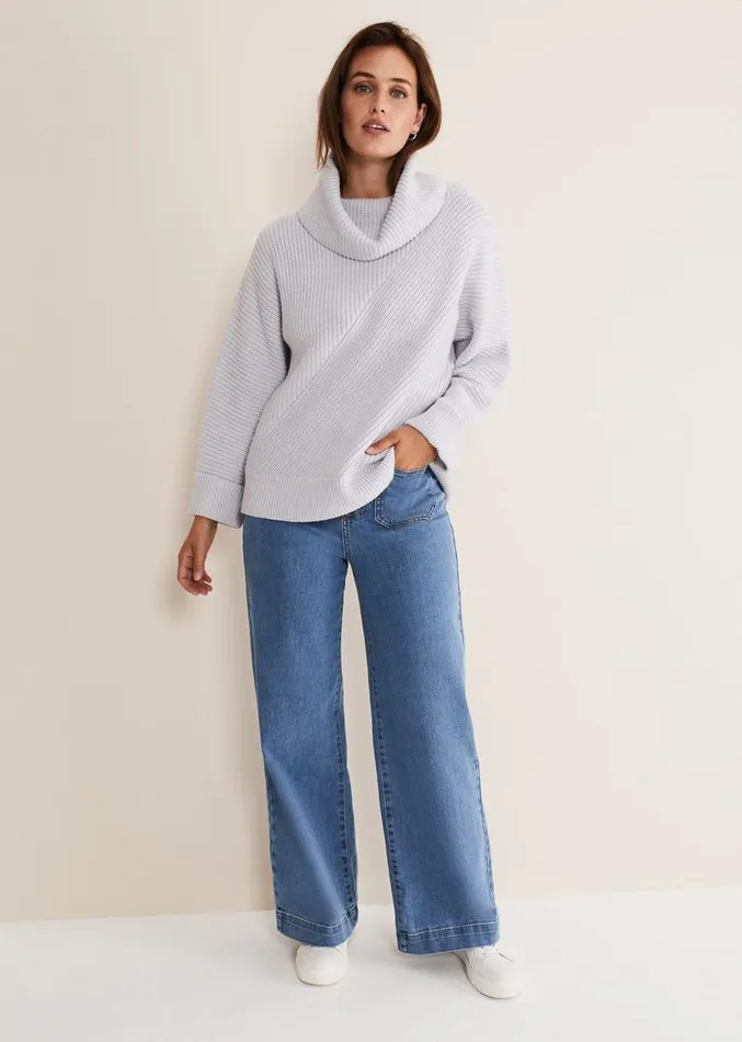 Suri Cowl Neck Knit Jumper Ice Blue Women Phase Eight Knitwear