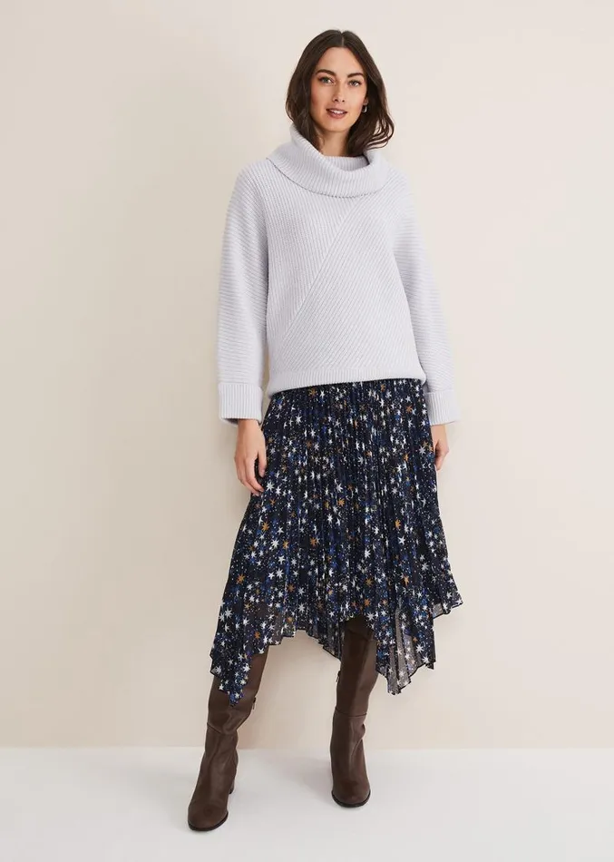 Suri Cowl Neck Knit Jumper Ice Blue Women Phase Eight Knitwear