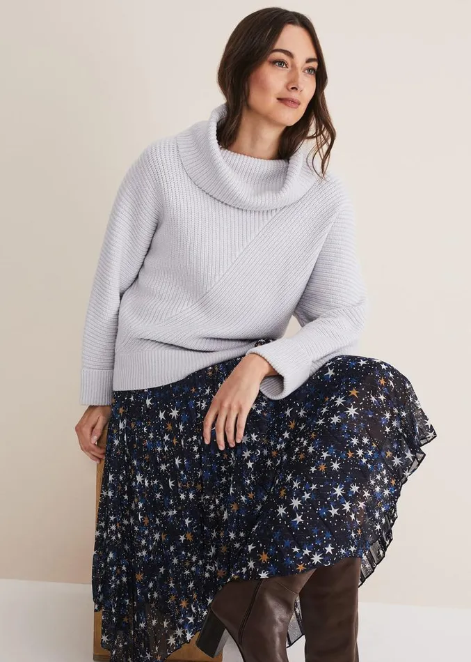 Suri Cowl Neck Knit Jumper Ice Blue Women Phase Eight Knitwear