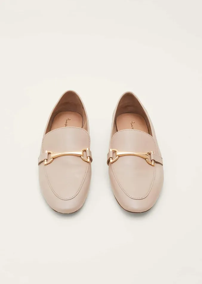 TBar Leather Loafers Neutral Women Phase Eight Flats