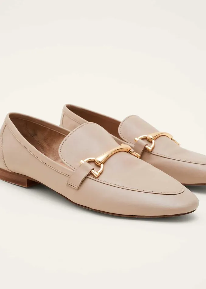 TBar Leather Loafers Neutral Women Phase Eight Flats