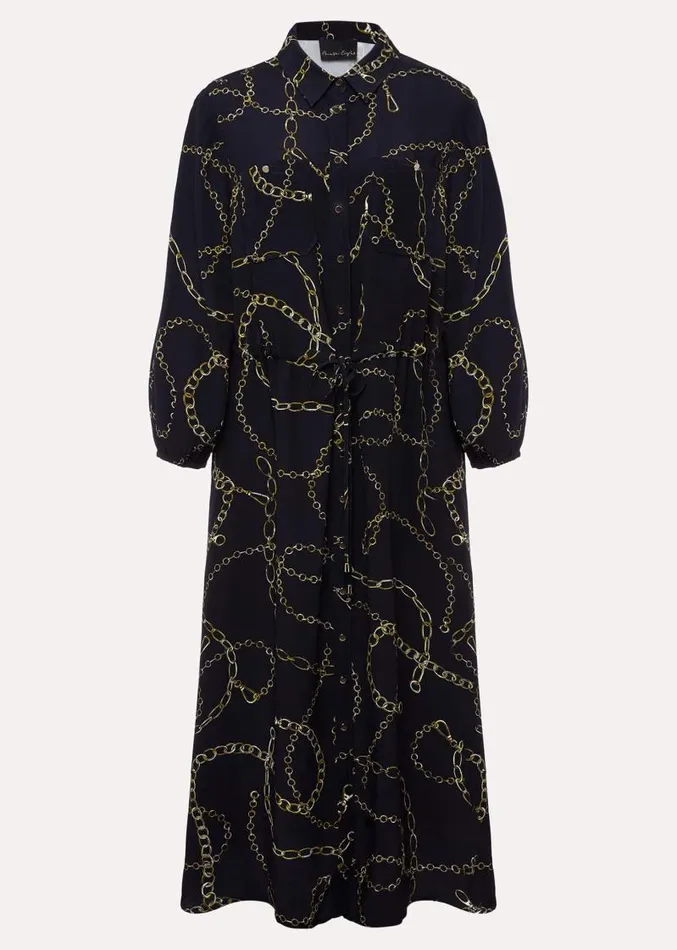Tana Chain Print Shirt Midi Dress Navy Women Phase Eight Dresses