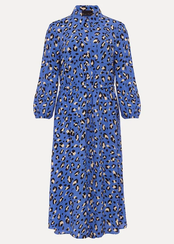 Tana Leopard Print Midi Shirt Dress Blue Women Phase Eight Dresses
