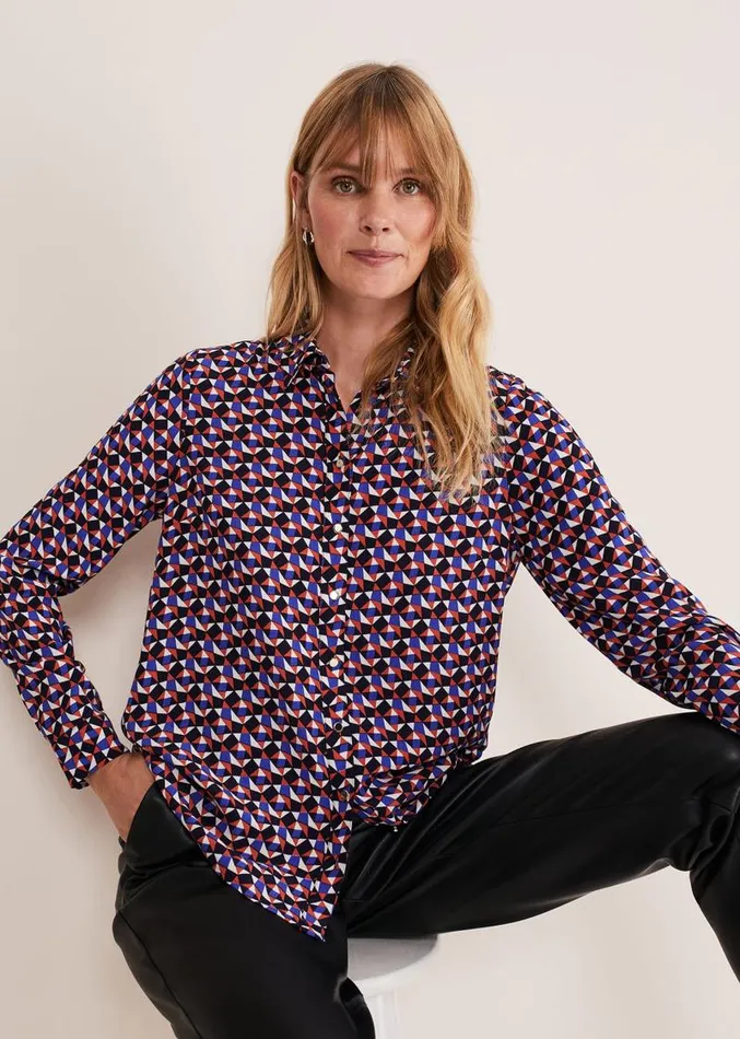 Tanjina Geo Shirt Orangeblue Women Phase Eight Shirts and Blouses