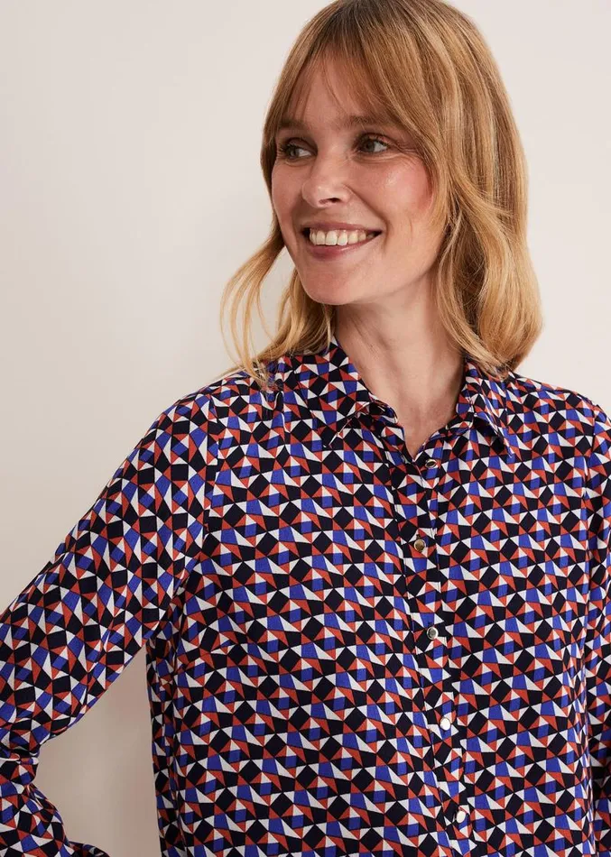 Tanjina Geo Shirt Orangeblue Women Phase Eight Shirts and Blouses