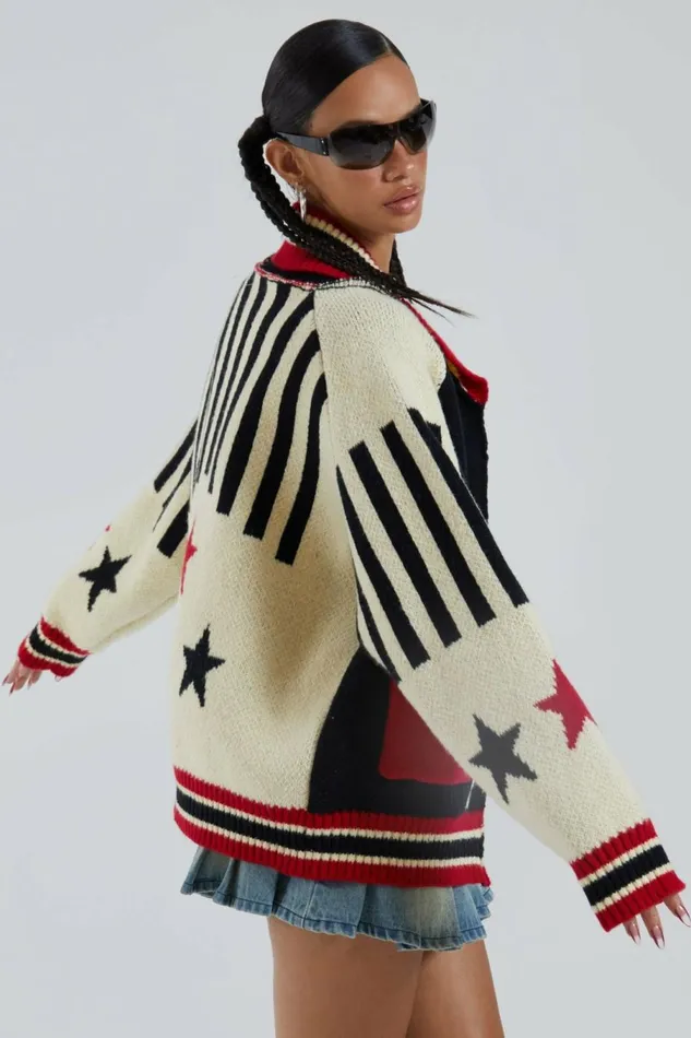 Team 23 Knitted Zip Through Multi Women Jaded London Knitwear Team 23 Knitted Zip Through Multi Women Jaded London Knitwear