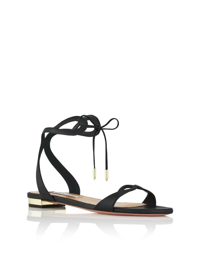 Tessa Sandal Flat Black Women Aquazzura Sandals Tessa Sandal Flat Black Women Aquazzura Sandals