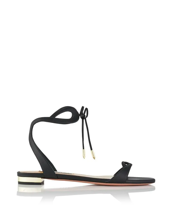 Tessa Sandal Flat Black Women Aquazzura Sandals Tessa Sandal Flat Black Women Aquazzura Sandals