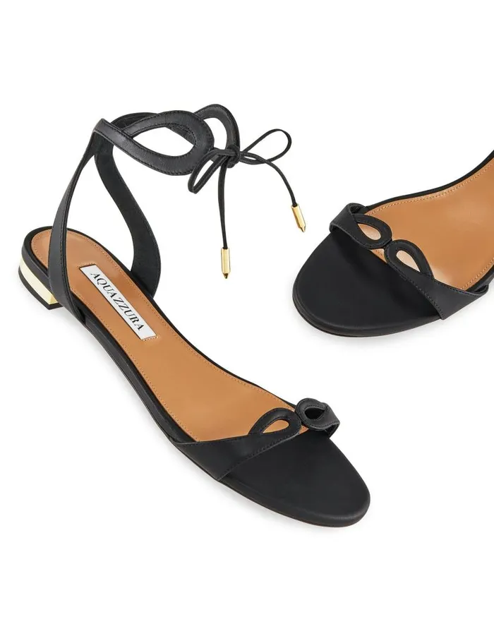 Tessa Sandal Flat Black Women Aquazzura Sandals Tessa Sandal Flat Black Women Aquazzura Sandals