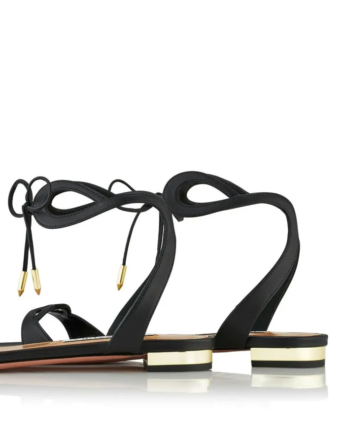 Tessa Sandal Flat Black Women Aquazzura Sandals Tessa Sandal Flat Black Women Aquazzura Sandals