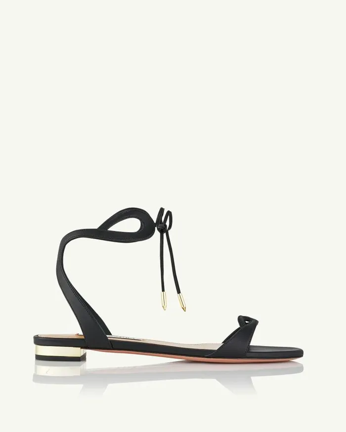 Tessa Sandal Flat Black Women Aquazzura Sandals Tessa Sandal Flat Black Women Aquazzura Sandals
