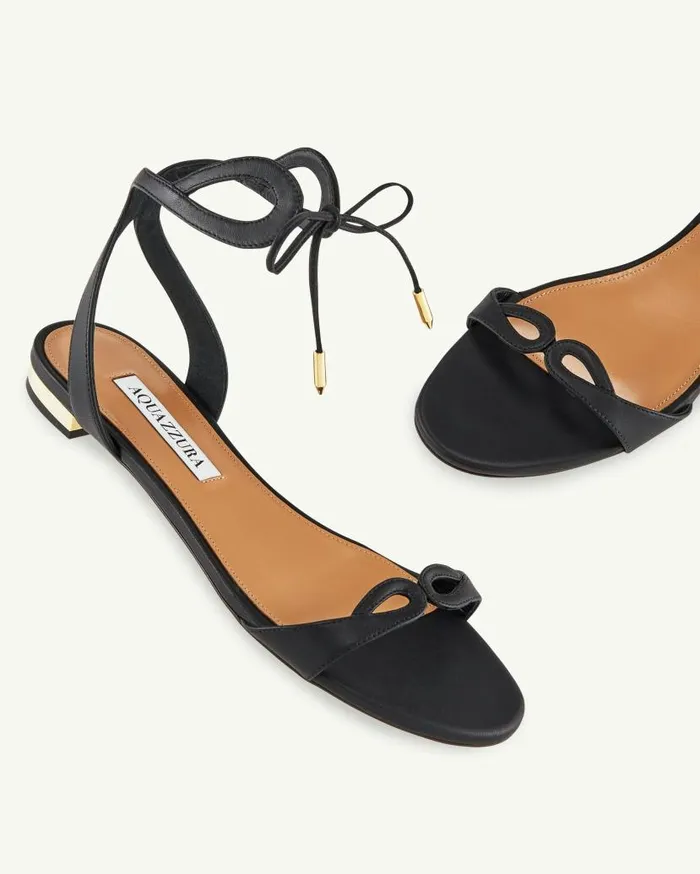 Tessa Sandal Flat Black Women Aquazzura Sandals Tessa Sandal Flat Black Women Aquazzura Sandals