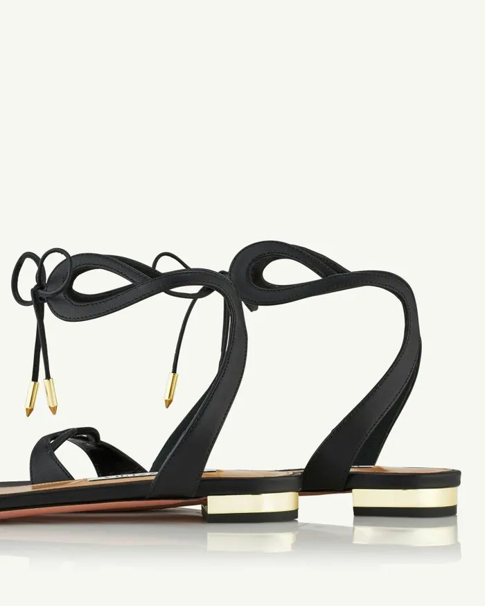 Tessa Sandal Flat Black Women Aquazzura Sandals Tessa Sandal Flat Black Women Aquazzura Sandals