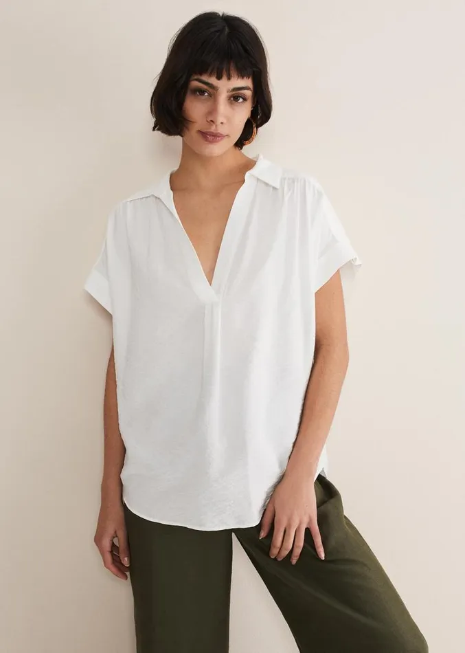 Thea VNeck Shirt Ivory Women Phase Eight Shirts and Blouses