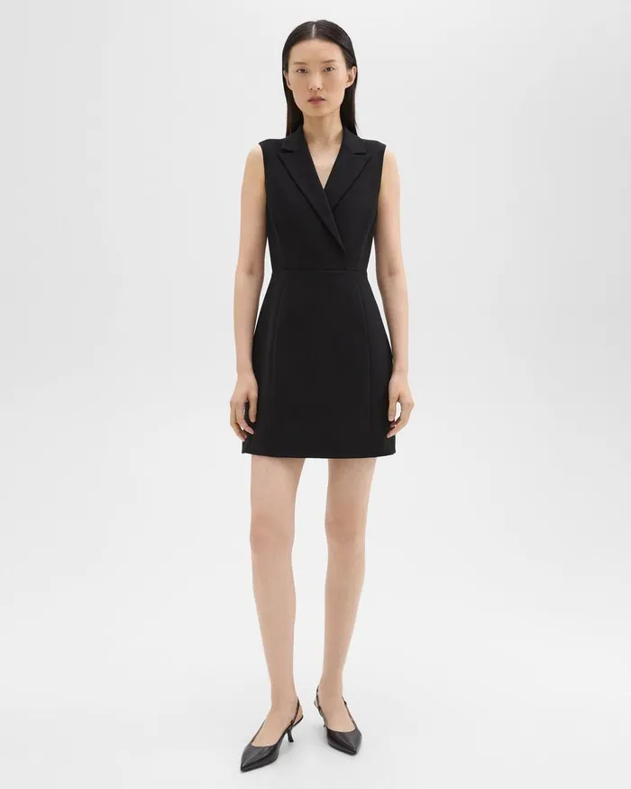 Theory Dresses Peak Lapel Mini Dress In Admiral Crepe Black 8211 Women