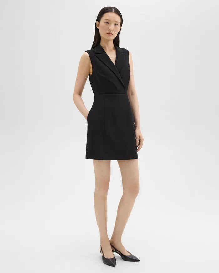 Theory Dresses Peak Lapel Mini Dress In Admiral Crepe Black 8211 Women