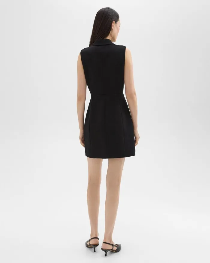 Theory Dresses Peak Lapel Mini Dress In Admiral Crepe Black 8211 Women