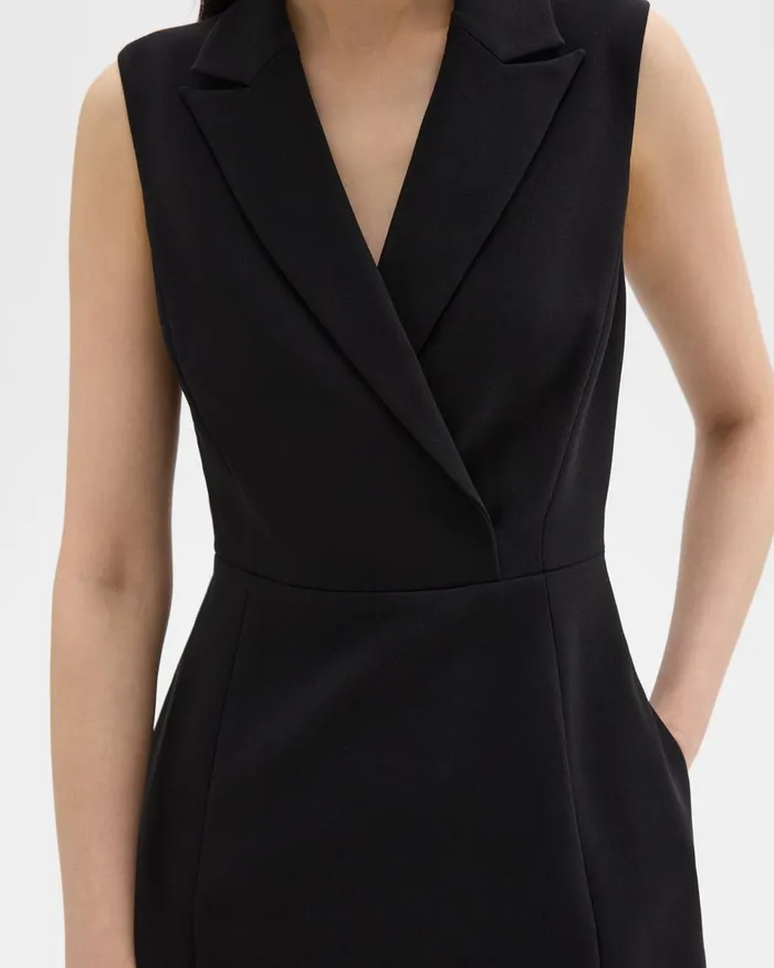 Theory Dresses Peak Lapel Mini Dress In Admiral Crepe Black 8211 Women