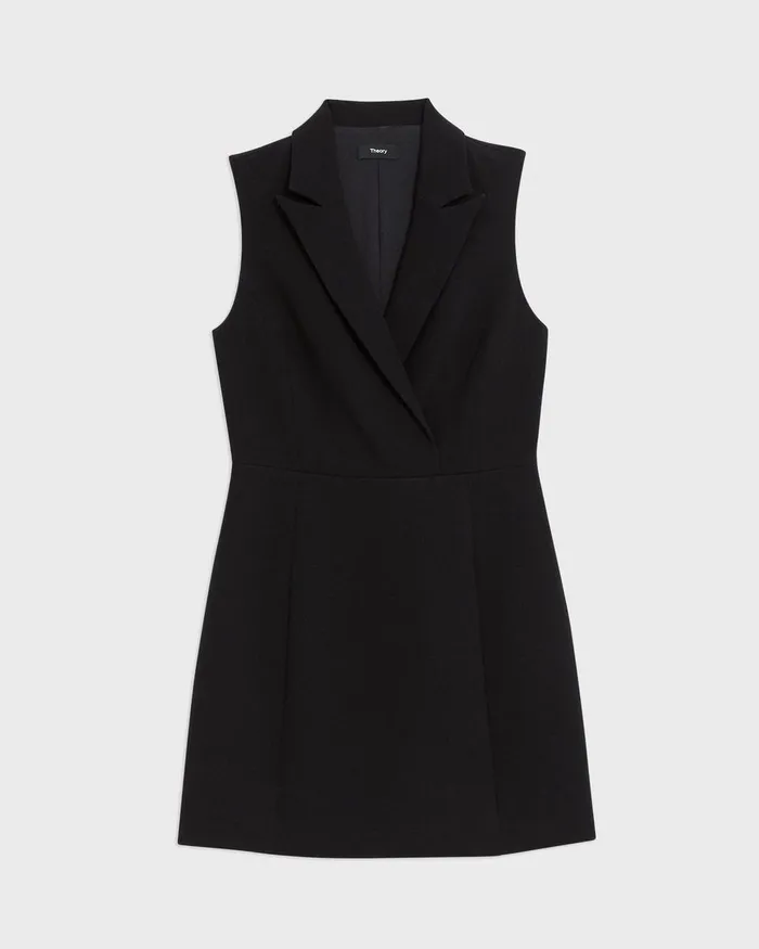 Theory Dresses Peak Lapel Mini Dress In Admiral Crepe Black 8211 Women