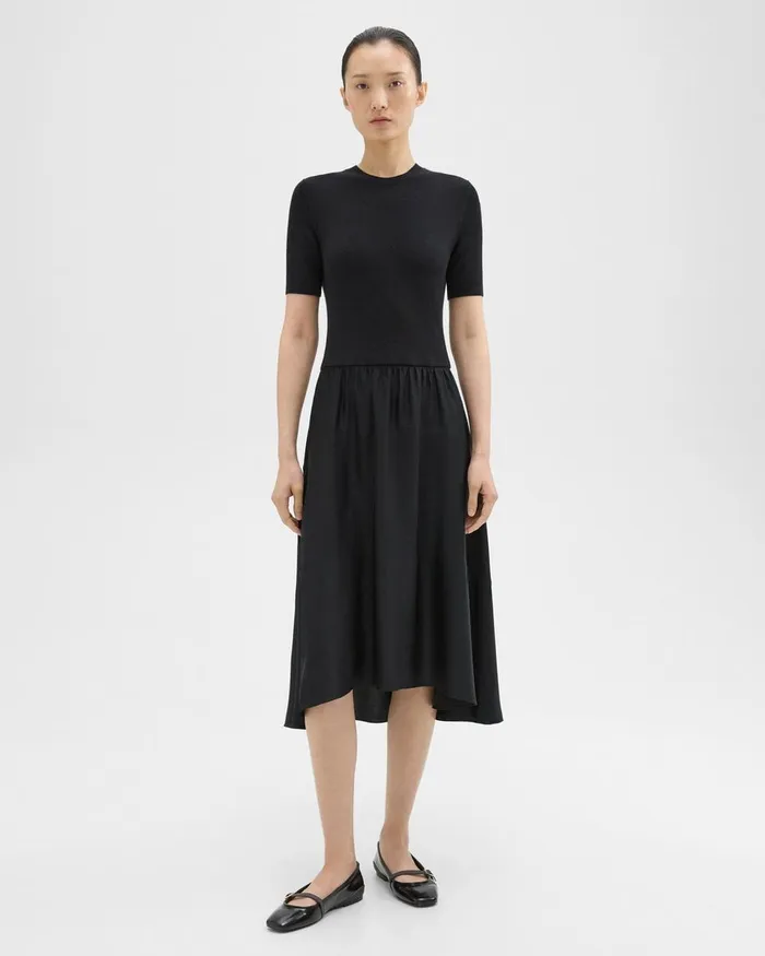 Theory Dresses WoolViscose Combo Dress Blackblack 8211 Women