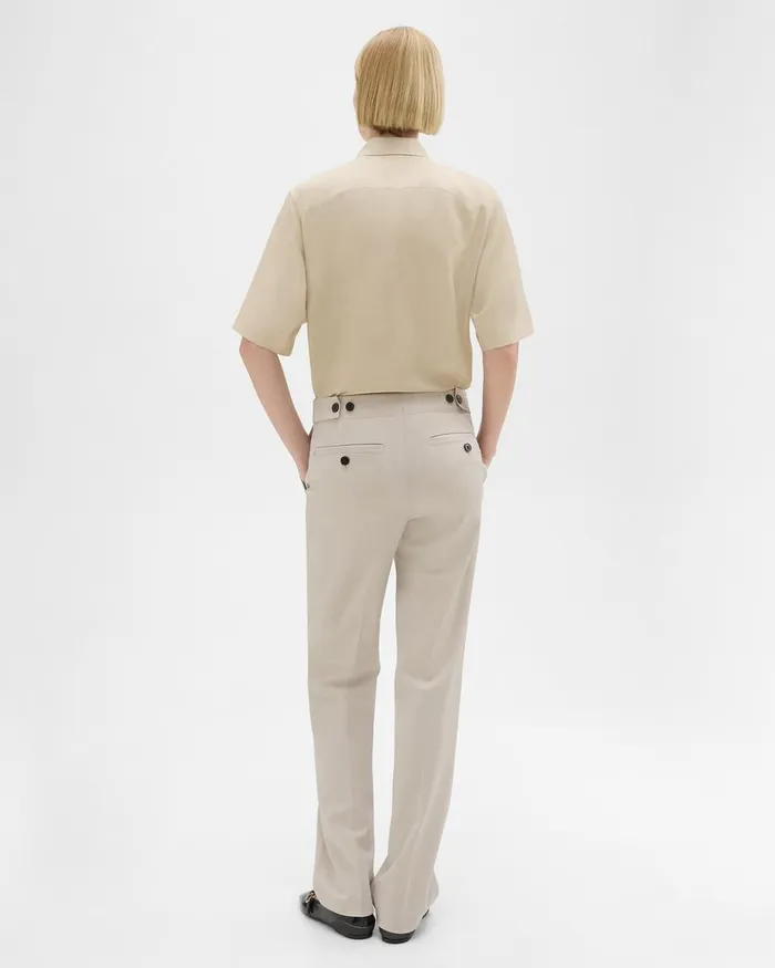 Theory Pants Adjustable Wool Gabardine Pant Aged Flax 8211 Women