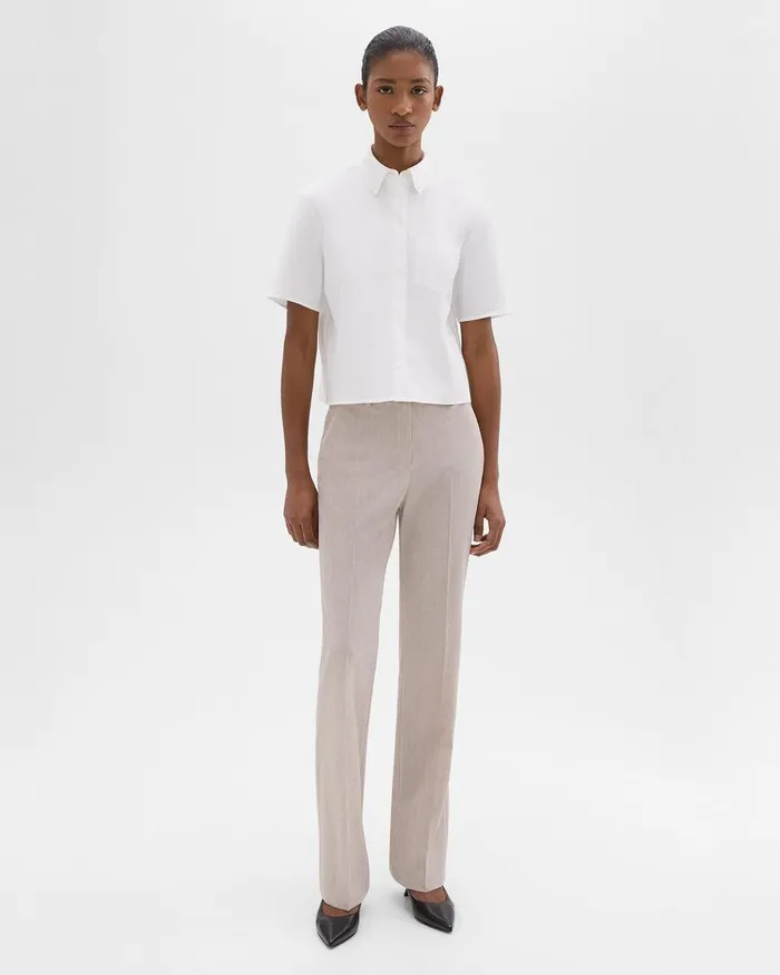 Theory Pants Flared FullLength Pant In Good Wool Sand Melange 8211 Women