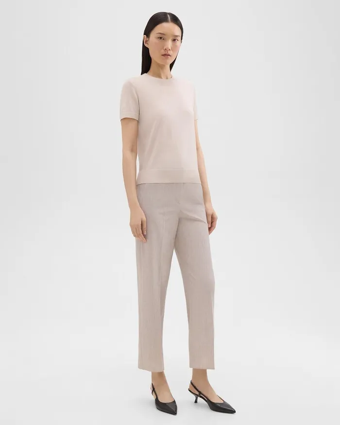 Theory Pants HighWaist StraightLeg Pant In Good Wool Sand Melange 8211 Women